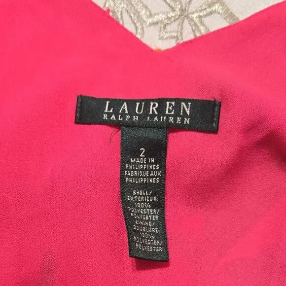 Lauren Ralph Lauren Sleeveless Multi Floral V Neck Shift Cocktail Dress Sz 2 - Picture 7 of 10